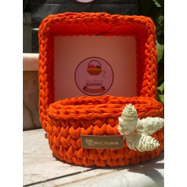Квадратная трикотажная корзинка оранжевого цвета